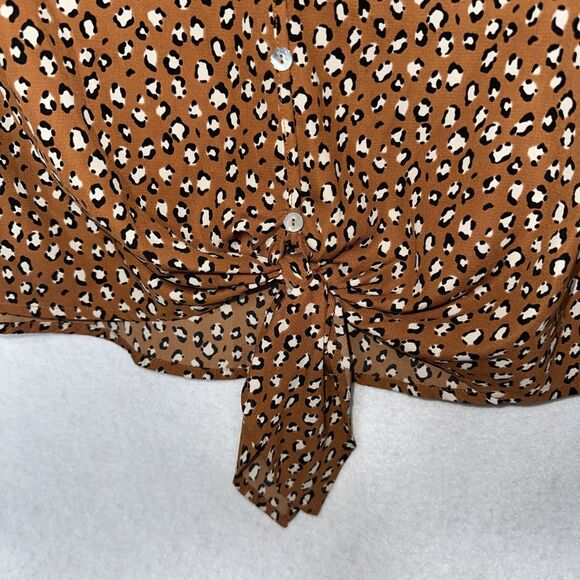 West Kei Orange Leopard Print 3/4 Sleeve Blouse Size Small - Picture 3 of 10